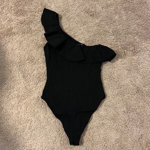 ZARA one shoulder black one piece bathing suit SIZE SMALL